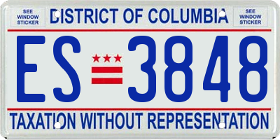 DC license plate ES3848