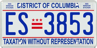 DC license plate ES3853