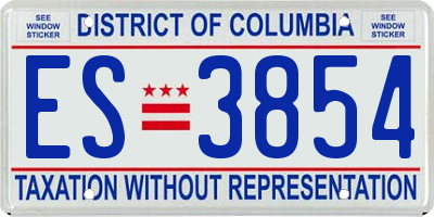 DC license plate ES3854