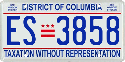 DC license plate ES3858