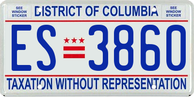 DC license plate ES3860