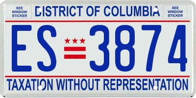 DC license plate ES3874