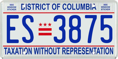 DC license plate ES3875