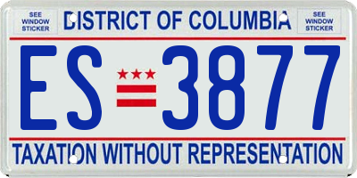 DC license plate ES3877