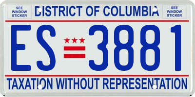 DC license plate ES3881