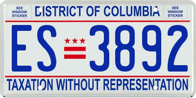 DC license plate ES3892