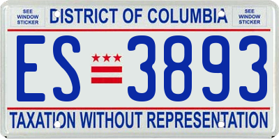 DC license plate ES3893