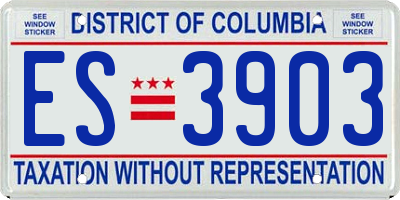 DC license plate ES3903