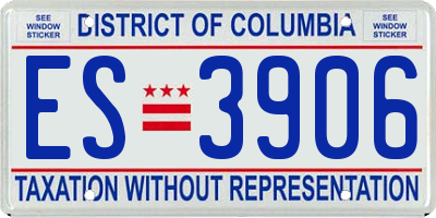 DC license plate ES3906