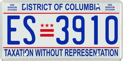 DC license plate ES3910