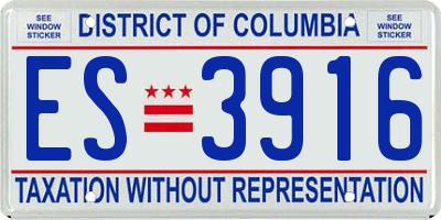 DC license plate ES3916