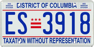 DC license plate ES3918