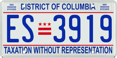 DC license plate ES3919