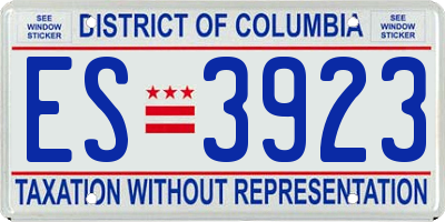 DC license plate ES3923