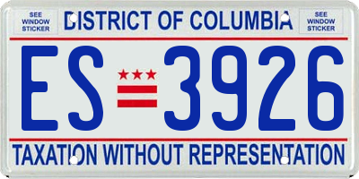 DC license plate ES3926