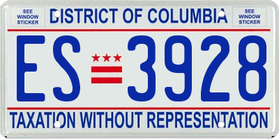 DC license plate ES3928