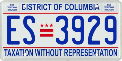 DC license plate ES3929