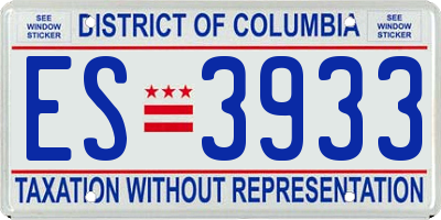 DC license plate ES3933