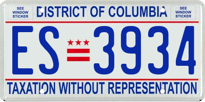 DC license plate ES3934