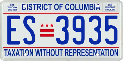 DC license plate ES3935