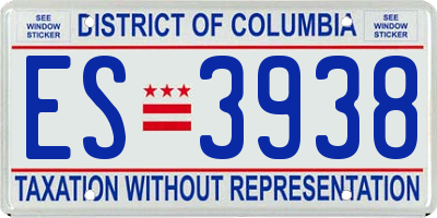 DC license plate ES3938