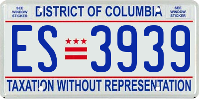 DC license plate ES3939