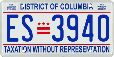 DC license plate ES3940