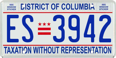 DC license plate ES3942