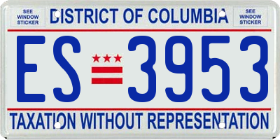 DC license plate ES3953