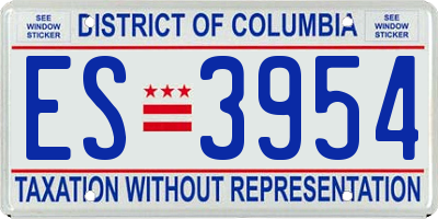 DC license plate ES3954