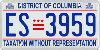 DC license plate ES3959