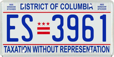 DC license plate ES3961