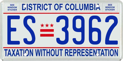 DC license plate ES3962