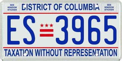 DC license plate ES3965