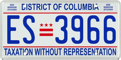 DC license plate ES3966