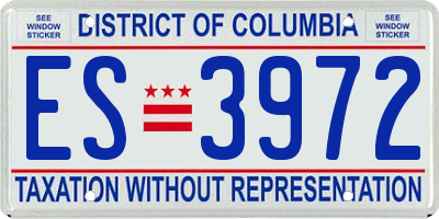 DC license plate ES3972