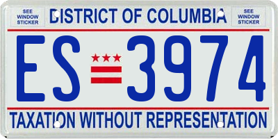 DC license plate ES3974