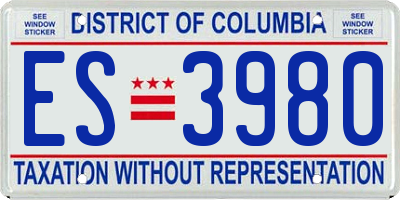 DC license plate ES3980