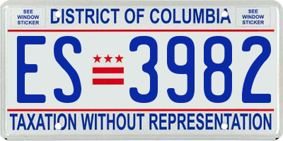 DC license plate ES3982