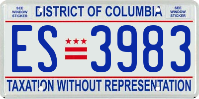 DC license plate ES3983