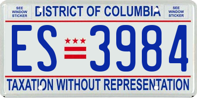 DC license plate ES3984