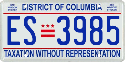 DC license plate ES3985