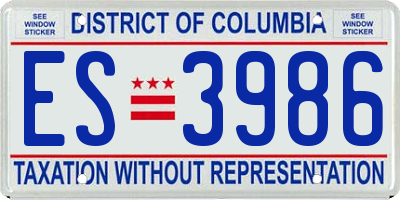 DC license plate ES3986