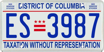 DC license plate ES3987