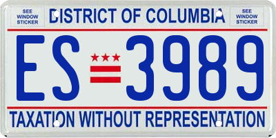 DC license plate ES3989