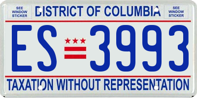 DC license plate ES3993