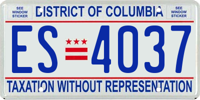 DC license plate ES4037