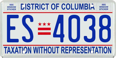 DC license plate ES4038