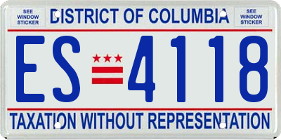 DC license plate ES4118