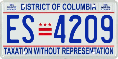DC license plate ES4209